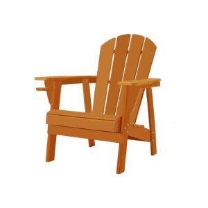 Dark Orange Classic All Weather HDPE Adirondack Chair with Wide Armrest