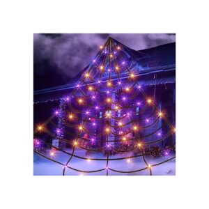 Dazzling Purple Orange Halloween Spider Web LED Lights for Indoor and Outdoor Decoration