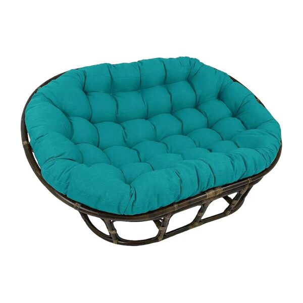 Deep Tufted Plush Comfort Mamasan Cushion in Aqua Blue