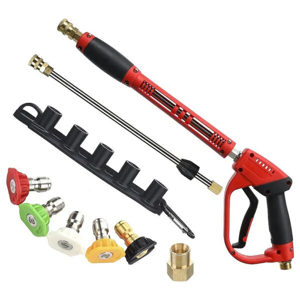 Deluxe Pressure Washer Gun with 3-Length Wand Extension and Nozzle Holder 5 Nozzle Tips