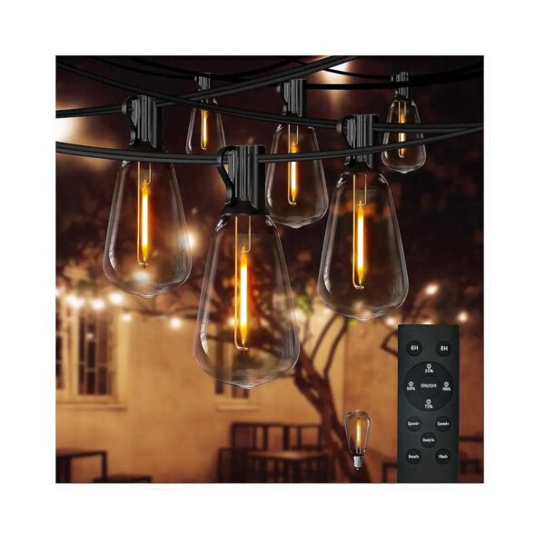 Dimmable LED Outdoor String Lights with ST38 Vintage Edison Bulbs for Patio and Porch