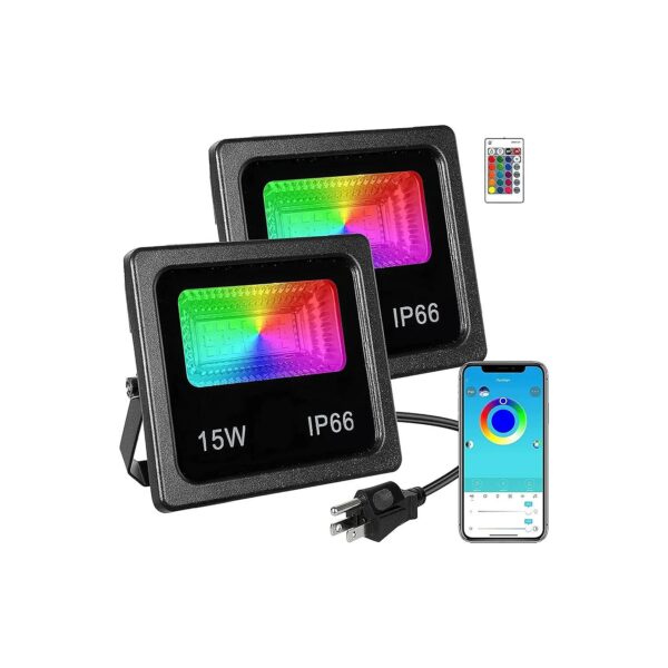 Dimmable LED RGB Flood Lights for Indoor and Outdoor Decor with Remote Control