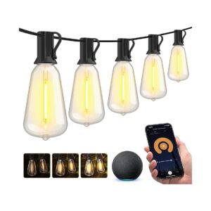 Dimmable LED String Lights with APP WiFi Control for Outdoor Patio Porch Yard Decor