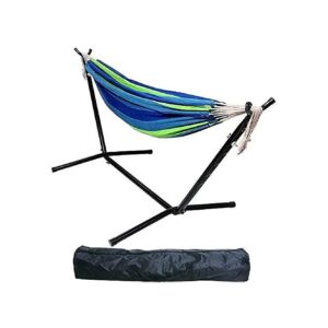 Double Cotton Hammock with Durable Steel Stand and Portable Case for 450-Pound Capacity