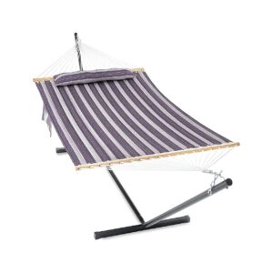 Double Hammock with 2-Person Capacity and Steel Stand for Backyard and Indoor Use