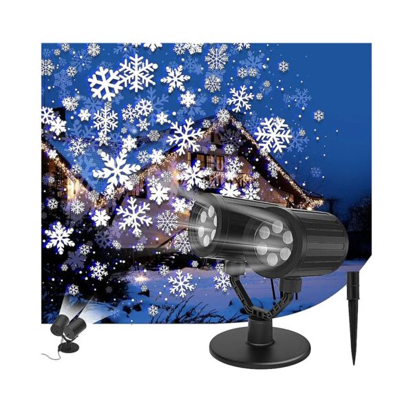 Double Head Upgrade Rotating Snowflake LED Lighting Projector for Christmas Decorations