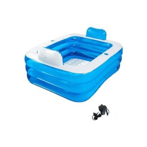 Double Inflatable Bathtub with Electric Air Pump and Bath Pillow Headrest for Adults