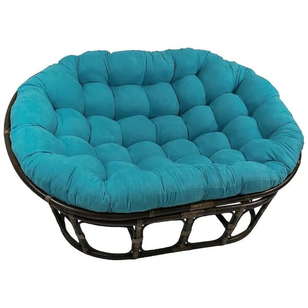 Double Papasan Cushion with Polyester Fill and Aqua Blue Hue