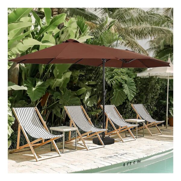 Double-Sided Patio Umbrella with 15 Feet Canopy for Garden and Pool Shade