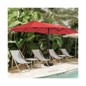 Double-Sided Patio Umbrella with Crank for Market Camping and Swimming Pool Use