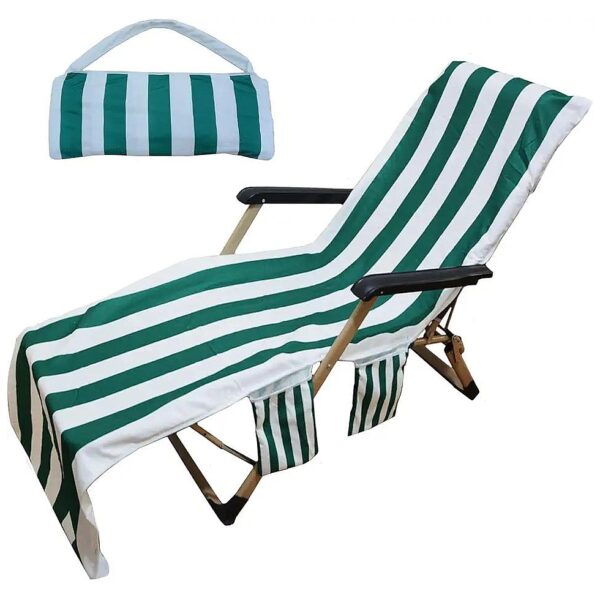 Drying Lounge Chair Towel Cover with 3 Storage Pockets,