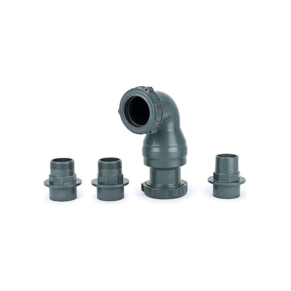 Dual Union Check Valve 0 for Pond Pumps and Water Features with Heavy-Duty Flapper