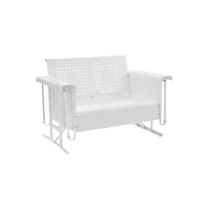 Dual-Function Loveseat Glider with White Gloss Finish and Adjustable Seating