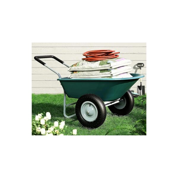 Dual-Wheeled Wheelbarrow with 330 Pound Capacity and Smooth Pneumatic Tires