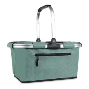 Durable 22L Green Picnic Basket with Handle for Travel and Storage Needs