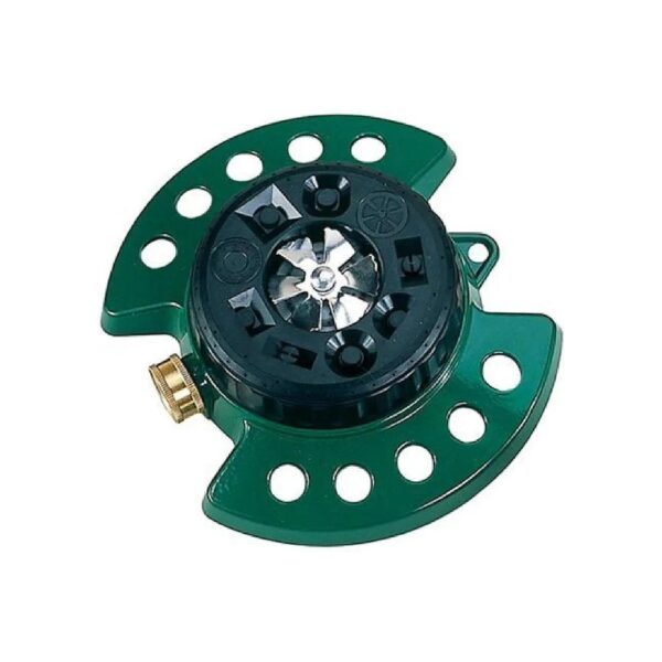 Durable 9-Pattern Turret Sprinkler with Heavy-Duty Metal Base and Hook