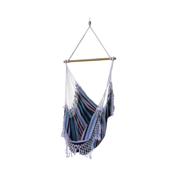 Durable Denim Hammock Chair with Hardwood Spread Bar and 100% Cotton Construction