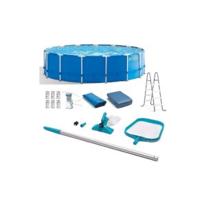 Durable Metal Frame Round Above Ground Swimming Pool with Filter and Cleaning Accessories