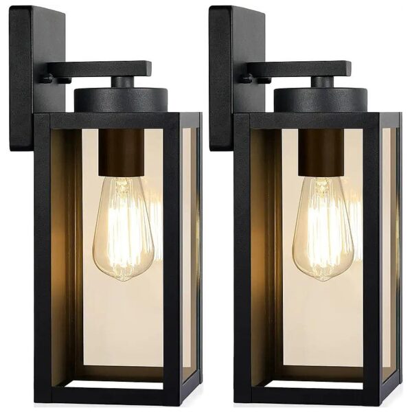 Durable Metal Frame Wall Light Fixtures with E26 Bases for Indoor and Outdoor Use 2-Pack