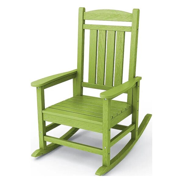 Durable Pistachio Green Outdoor Rocking Chair with Wider Armrests