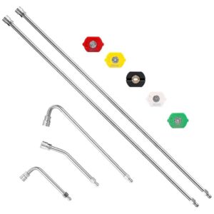 Durable Pressure Washer Accessories with 120'' Long Extension Wand and 5 Nozzle Tips