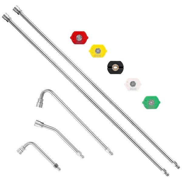 Durable Pressure Washer Accessories with 120'' Long Extension Wand and 5 Nozzle Tips