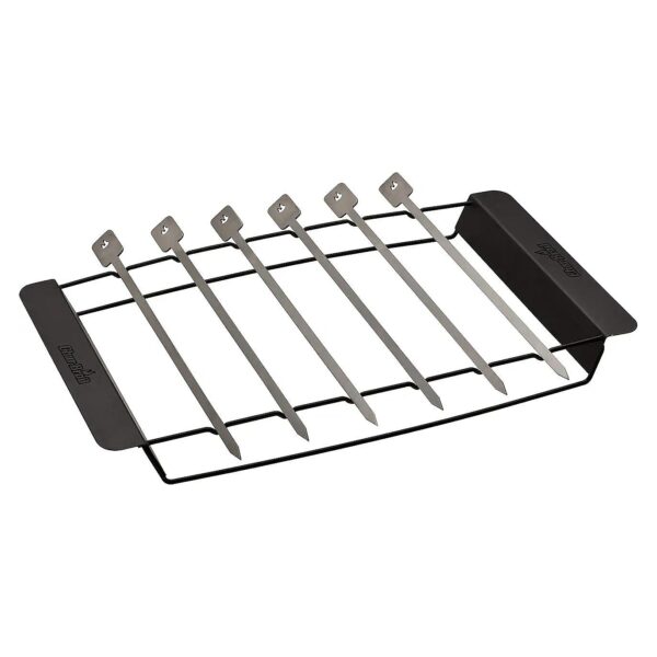 Durable Stainless Steel Skewer Set with Elevated Rack for Versatile Grilling