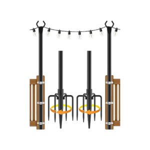 Durable Steel Outdoor String Light Poles for Backyard, Patio, and Garden