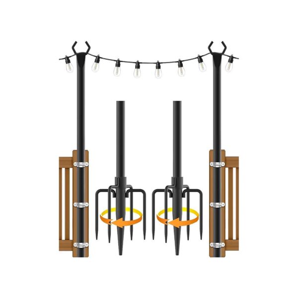 Durable Steel Outdoor String Light Poles for Backyard, Patio, and Garden