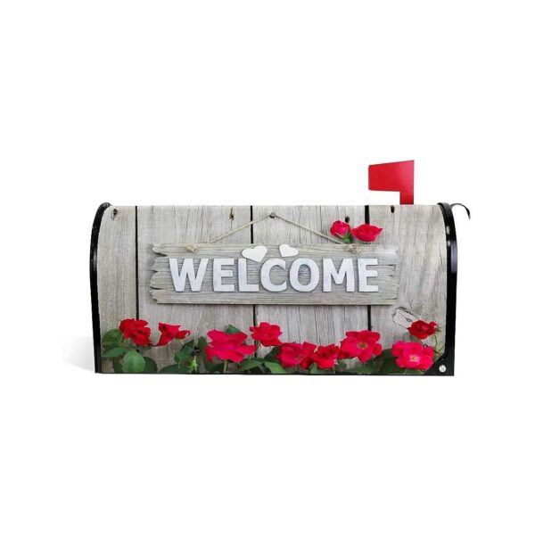 Durable Weatherproof PVC Mailbox Cover with Rustic Wood Design and Magnetic Attachment