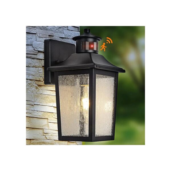 Dusk to Dawn Motion Sensor Outdoor Wall Light Black LED Exterior Fixture