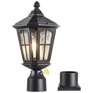 Dusk-to-Dawn Outdoor Post Light with Pier Mount Base for Modern Home Decor Lighting