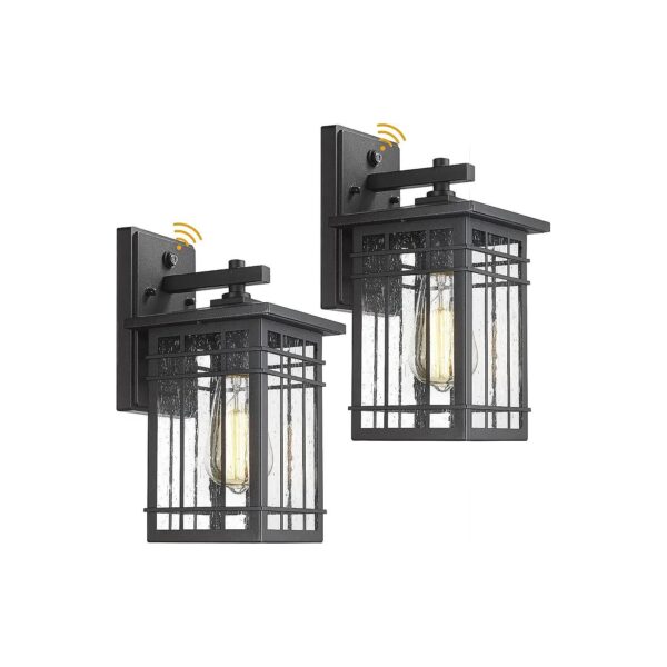 Dusk-to-Dawn Outdoor Wall Lights with Auto-On Sensor and Seeded Glass Accent