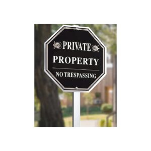 Duty Aluminum No Trespassing Signs for Private Property with 28" Metal Stakes Included