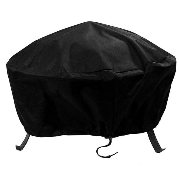 Duty Round Fire Pit Cover, 48-Inch Diameter, Drawstring Closure, Black