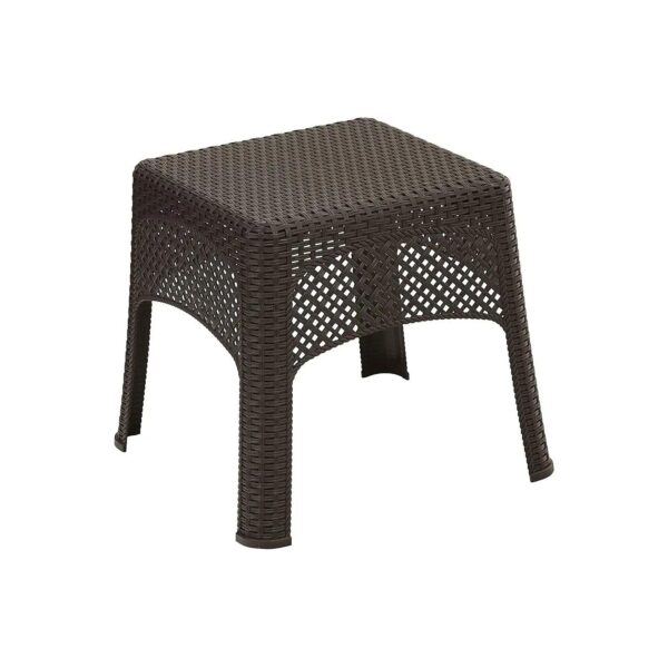 Earth Brown Woven End Table with Fade-Resistant Resin and Stacking