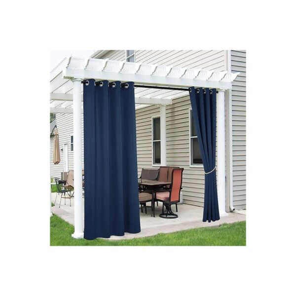 Easy Care Blackout Outdoor Curtains Waterproof Navy Blue for Patio Porch Garage Gazebo