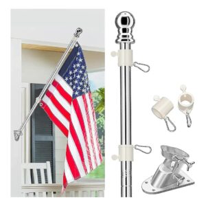 Easy Install Flag Pole Kit for House Outside with Adjustable Ring Clips