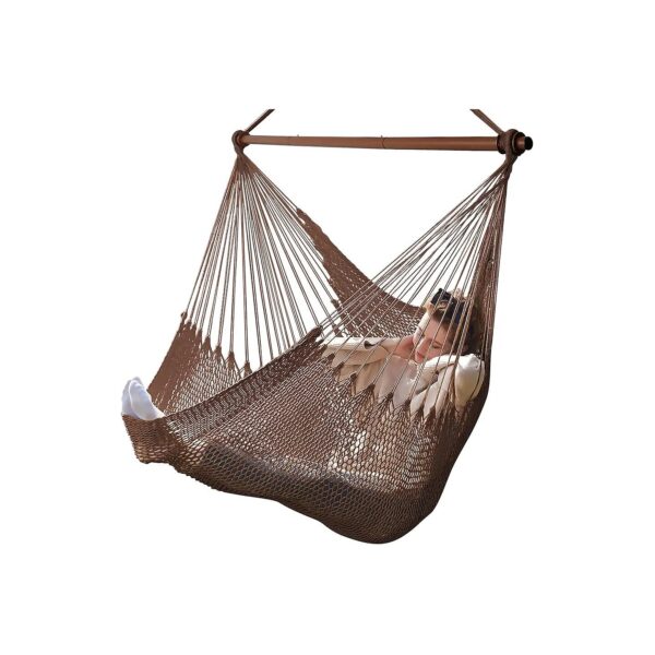 Easy Install Saddlebrown Hammock Chair with 330 LBS Capacity and Detachable Metal Bar