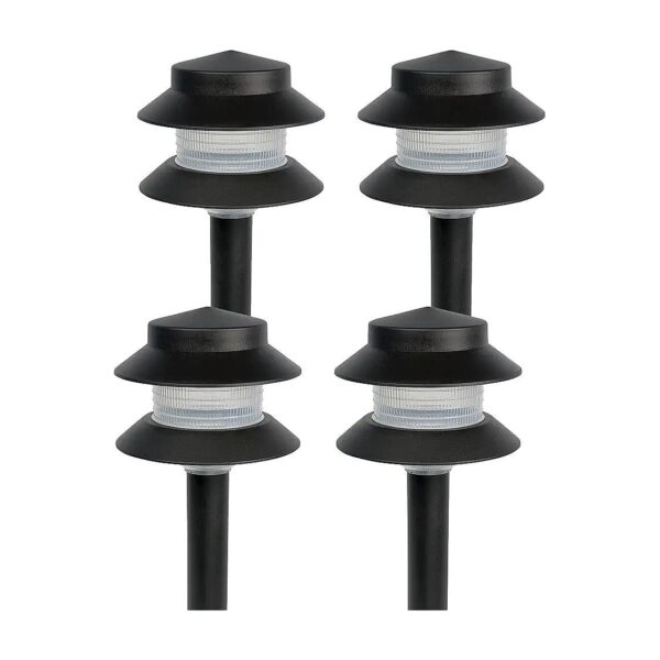 Easy Installation Low Voltage Pathway Lights Black 2 Tier Garden Lighting