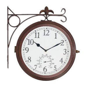 Easy Read Double Faced Metal Wall Clock for Indoor or Outdoor Decor