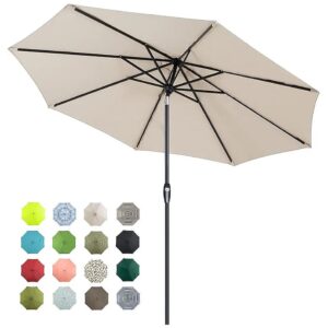 Easy to Set and Adjust 9ft Patio Umbrella with Wind-Resistant System and Beige Canopy