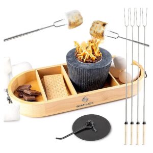 Easy to Use and Clean Smores Maker Kit with 4 Roasting Sticks and Concrete Fire Pit Bowl