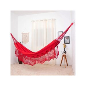 Eco-Friendly Red Double Hammock Made in Brazil with Comfortable and Spacious Design