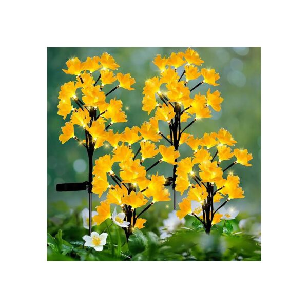 Eco-Friendly Solar Garden Flowers with 20 Yellow Lights for Yard Decor