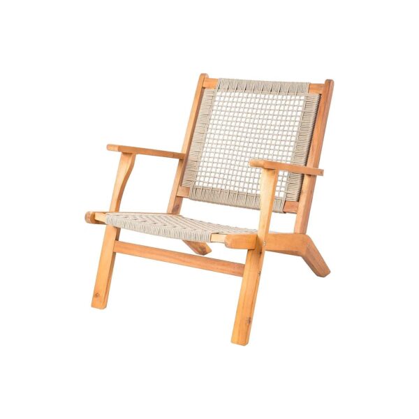 Ecru Cording Seat and Backrest Solid Acacia Wood Chair