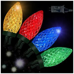 Efficient 50 LED C9 Christmas Lights with Timing Function Waterproof and Connectable Plug