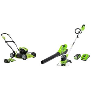 Efficient Cordless 19 Inch Brushless Mower Trimmer and Blower Combo with Two Batteries