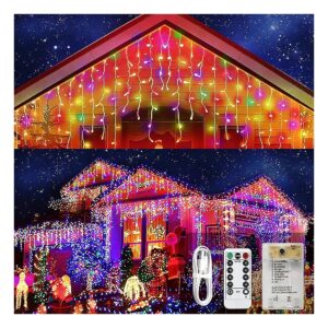 Efficient Multicolor LED Icicle String Lights with 90 Drops and 8 Adjustable Modes