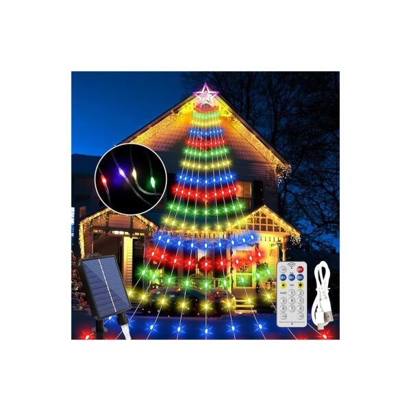 Efficient Solar Powered Star Tree Lights with 8 Lighting Modes and Built-In Timer